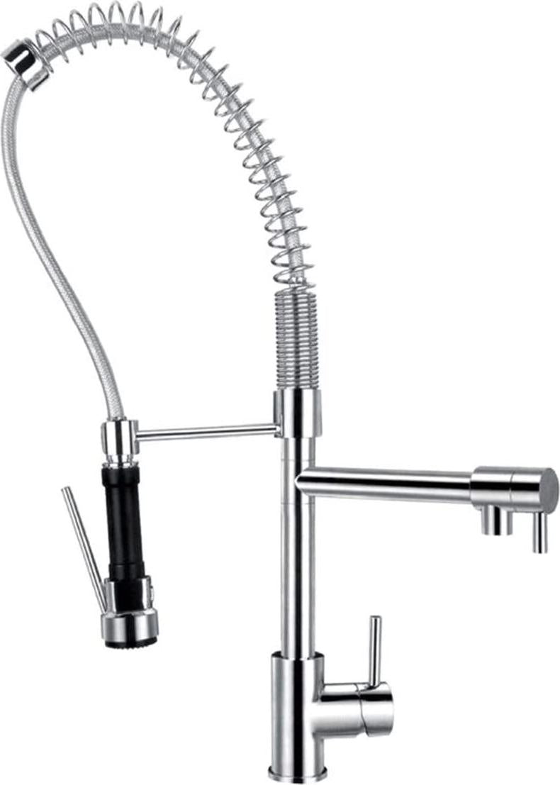 TENKY, Large Kitchen Mixer Tap 78cm Brass Pull Out Multi-Function with Flexi-Spray Polished Chrome Dual Flow Kmest