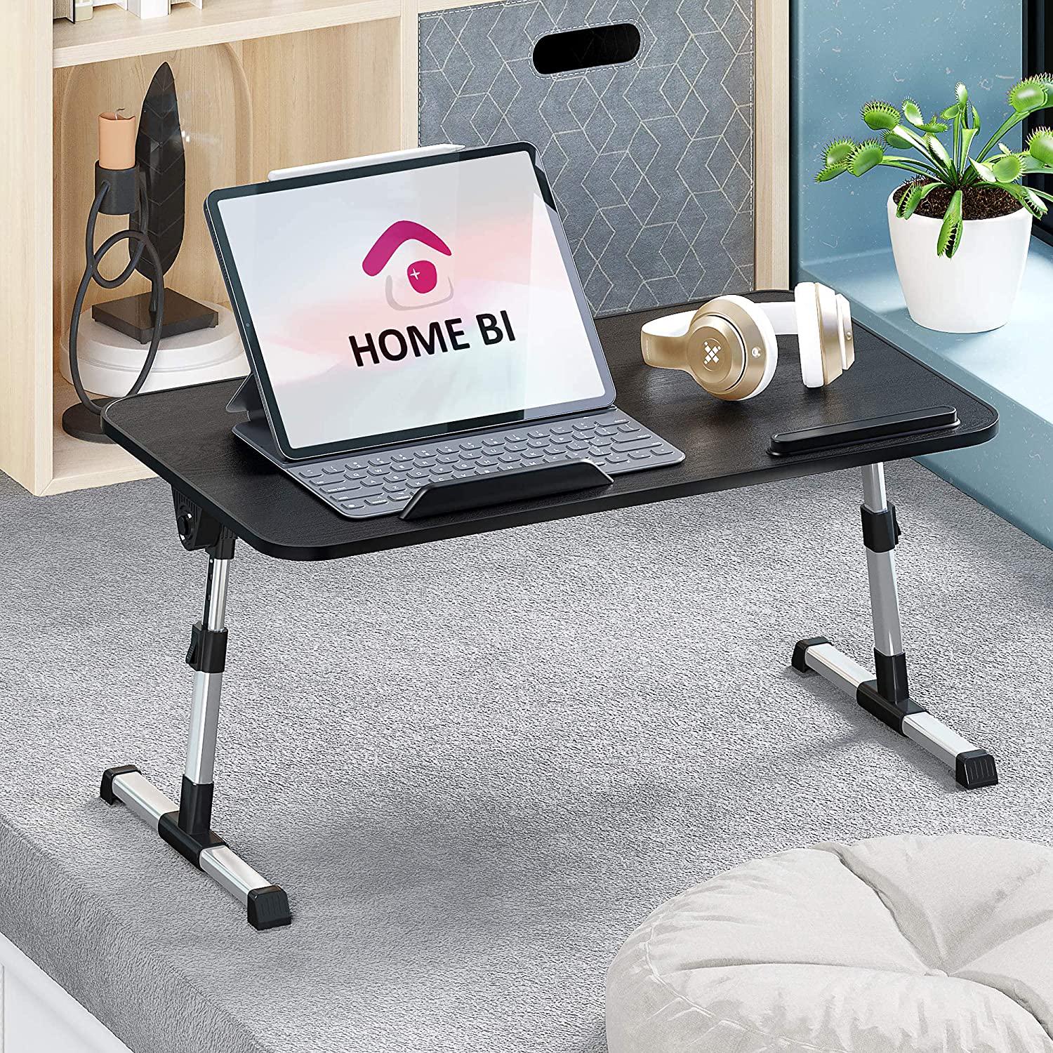 Fiyobo, Large Size Fiyobo Folding Laptop Bed Tray Table,Adjustable Standing Bed Desk,Foldable Sofa Breakfast Tray for, Writing, Drawing, Working- 60 * 30cm(Black)