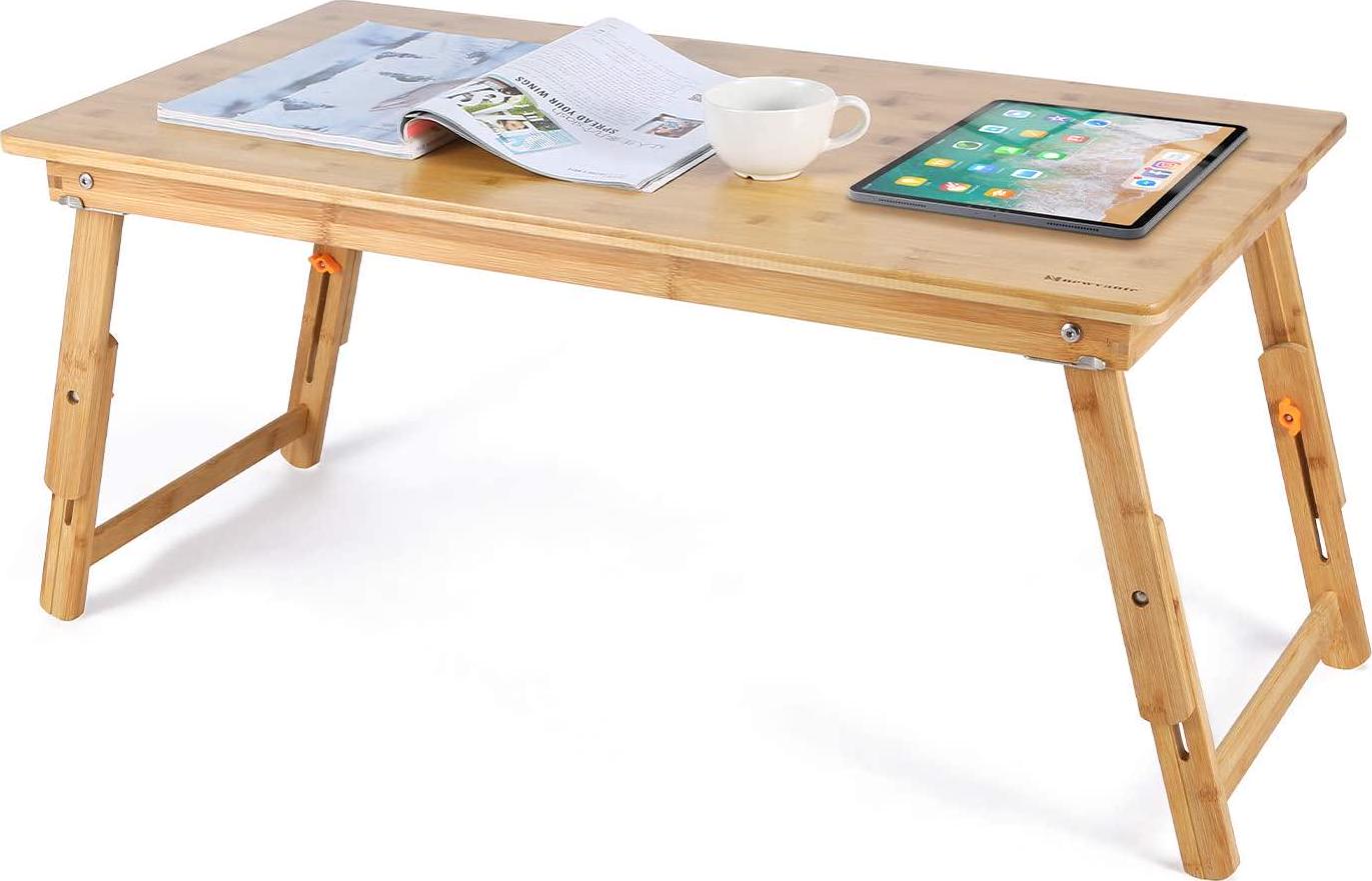 newvante, Large Size Laptop Tray Desk Newvante Foldable Bed Table Tray, Coffee/TV Desk 100% Bamboo Breakfast Serving Tray Gaming Writing Support up to 18in Laptop, 85x45cm(33.5x17.7in)