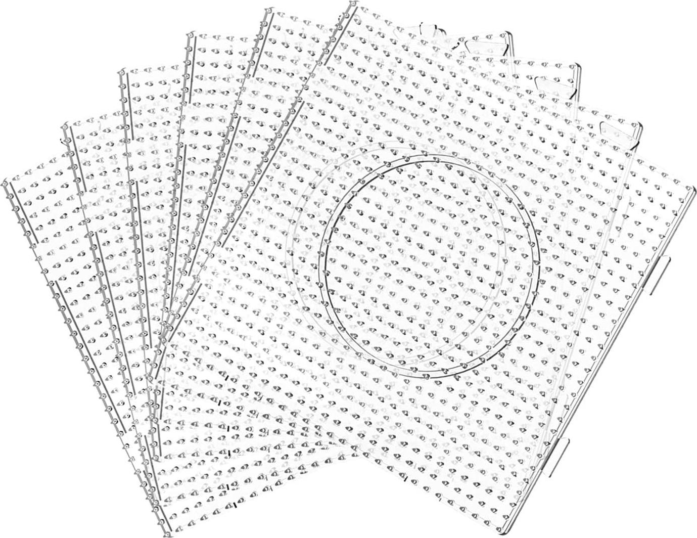 YEESON, Large Square Fuse Beads Boards, YEESON 5 mm Clear Plastic Pegboards Kits for Kids Craft Beads (6 Pieces)