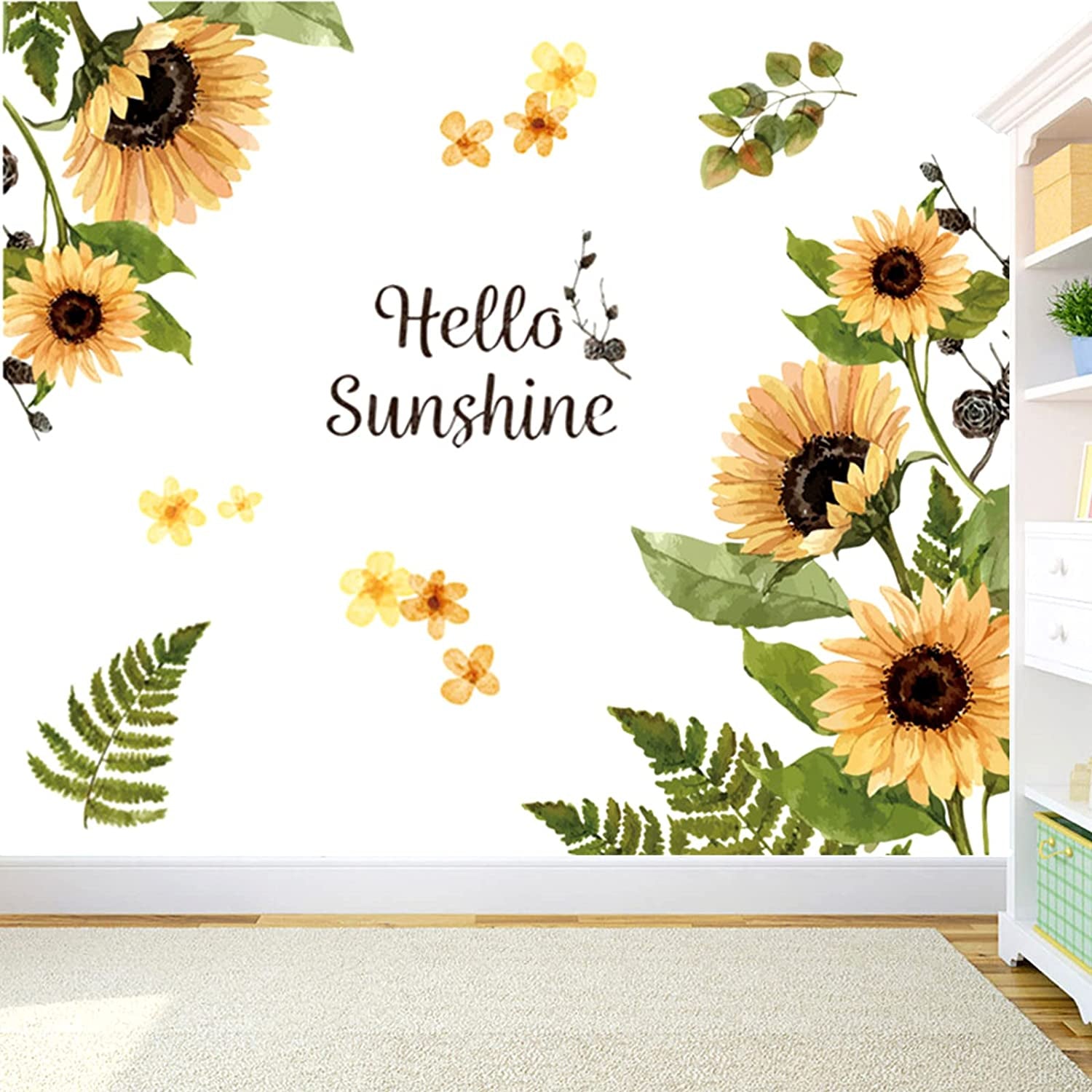 NASHRIO, Large Sunflower Wall Stickers, Removable and Water Proof Wall Art Stickers, Flower Wall Stickers for Living Room, Bedroom, Background Wall, Decoration Stickers for Glass Door, Window, New Home Gift.