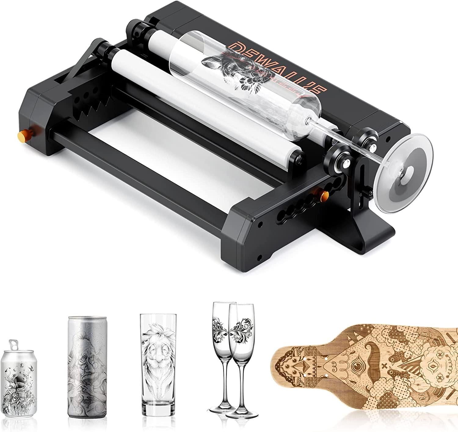 DEWALLIE, Laser Rotation Roller, DEWALLIE Laser Engraver Y-axis Rotary Roller Engraving Module with 360° Rotating, for Engraving Cylindrical Objects Cans