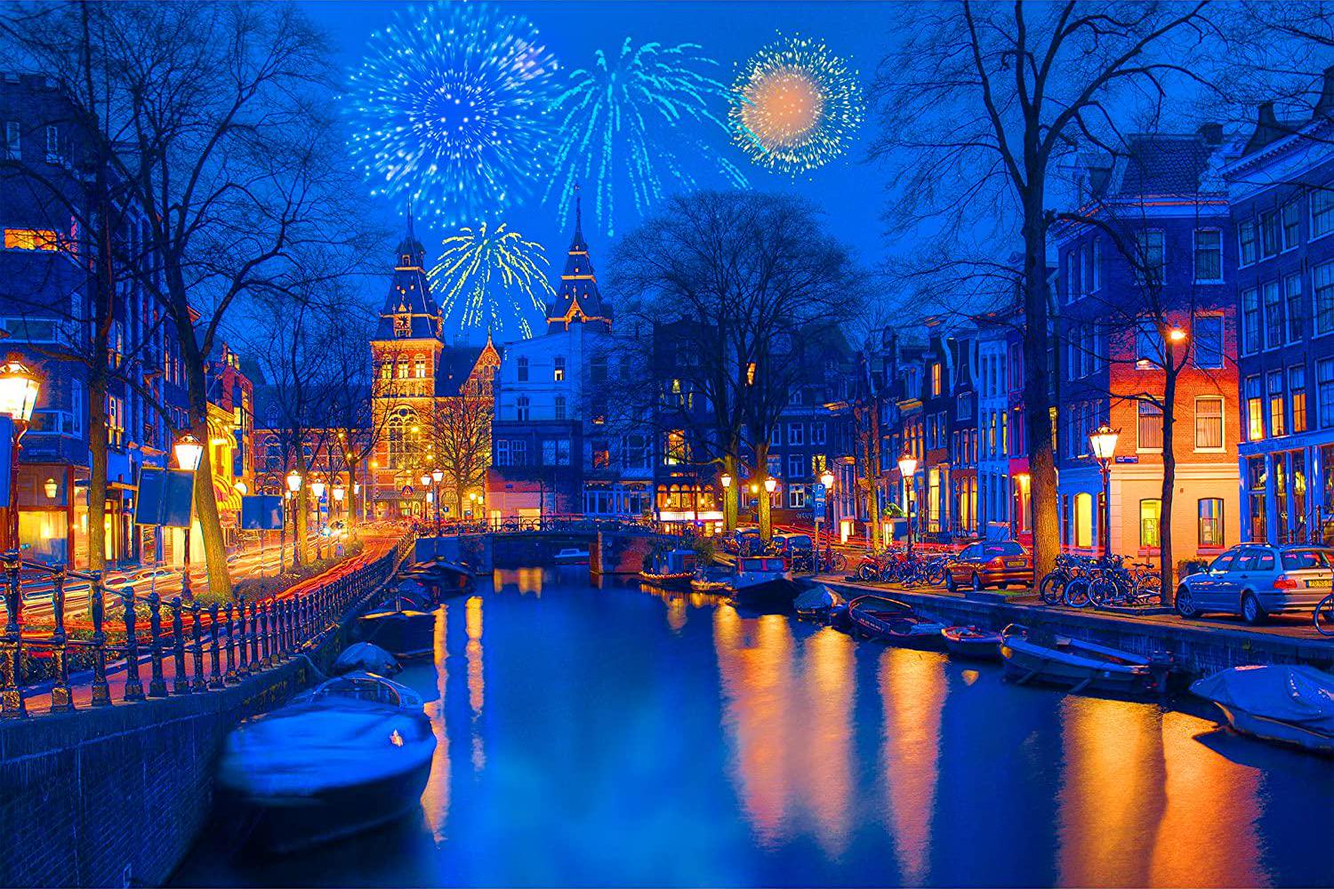 LAVIEVERT, Lavievert 1000 Piece Jigsaw Puzzle Game for Adults and Kids - Amsterdam in The Night