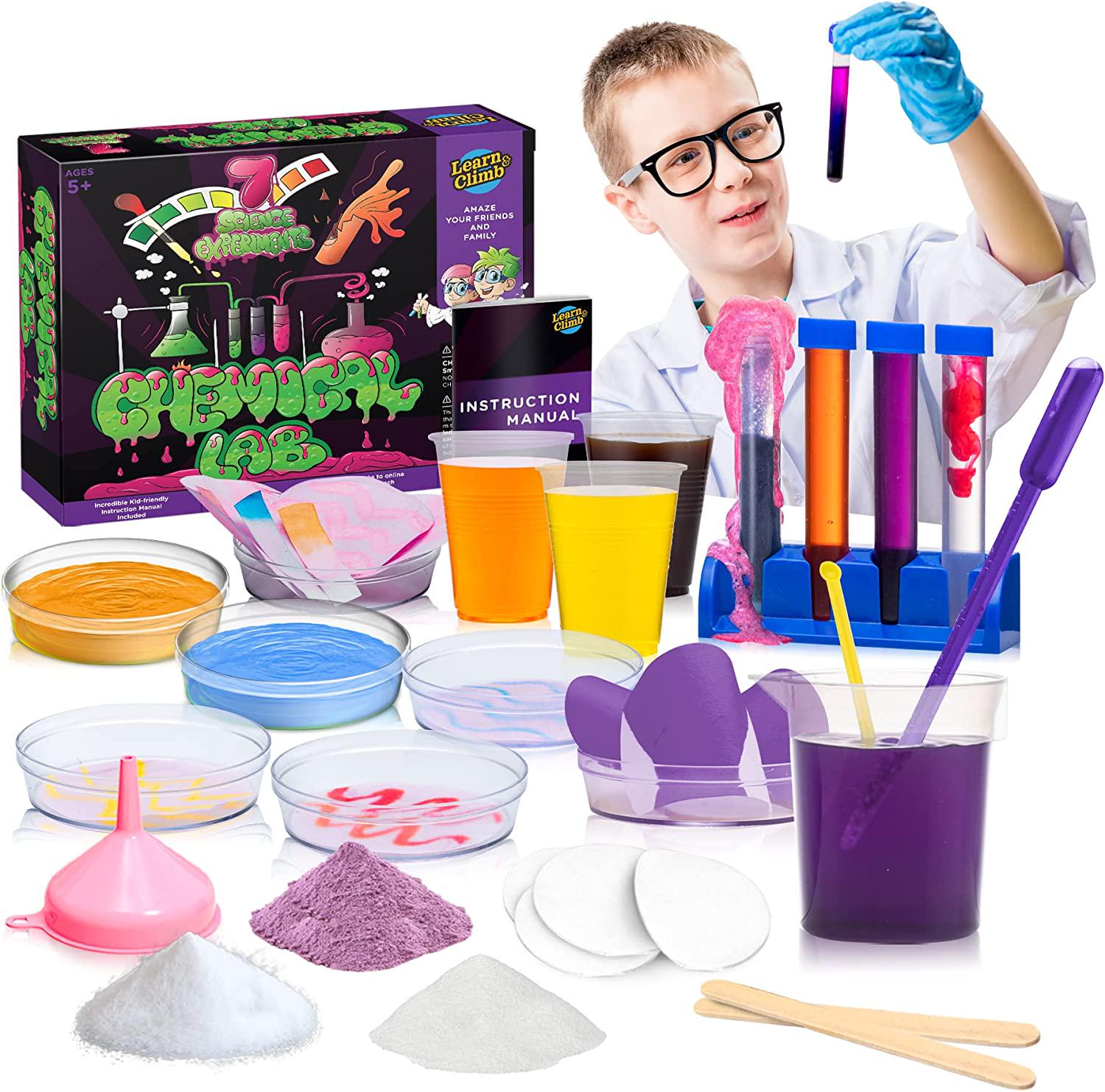 Learn & Climb, Learn and Climb Science Kits for Kids Age 5 Plus. 8 Chemistry Experiments, Step-by-Step Manual. Gift for Girls and Boys 5,6,7,8
