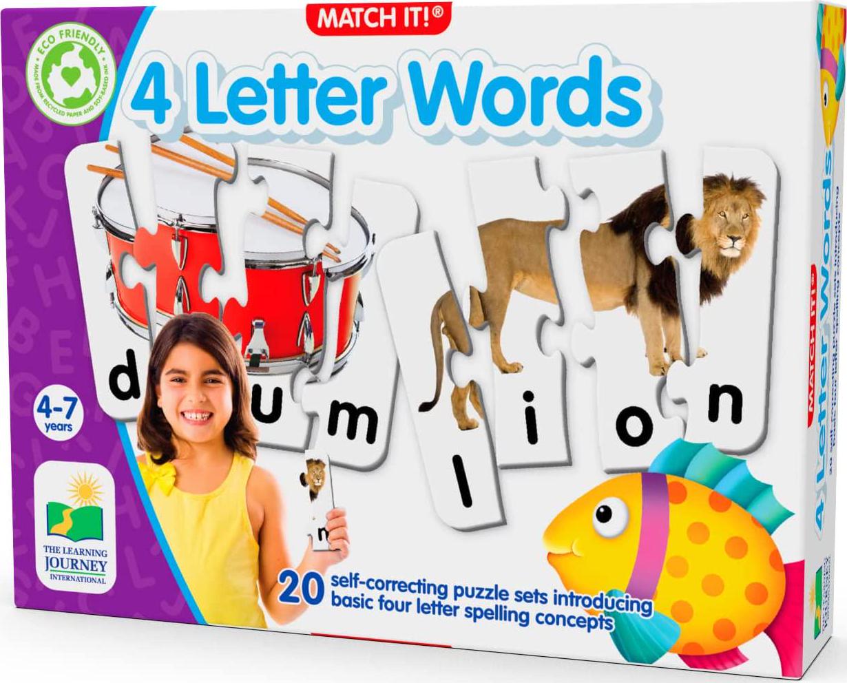Learning Journey International LLC, Learning Journey International Match It! - 4 Letter Words - 20 Self-Correcting Reading and Spelling Puzzles with Matching Images, Multicolor