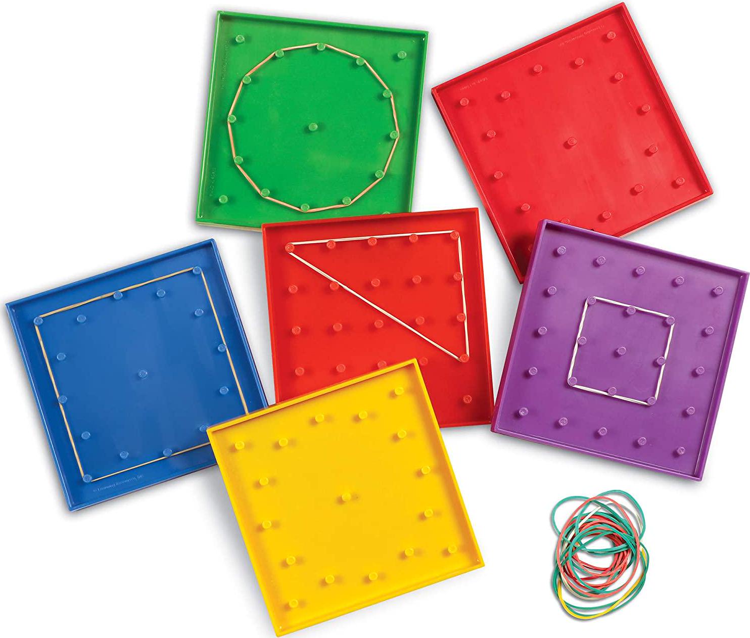 Learning Resources, Learning Resources 5-Inch Double-Sided Assorted Geoboard Shapes, Set of 6 Boards, Ages 5+