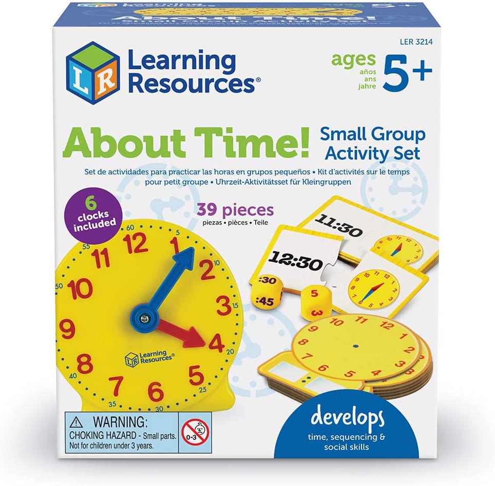 Learning Resources, Learning Resources About Time! Group Activity Set, Classroom Set, 6 Write and Wipe Clocks
