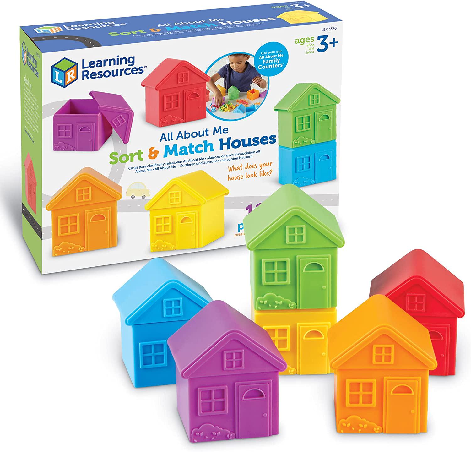Learning Resources, Learning Resources All About Me Sorting Houses, Fine Motor and Sorting Skills, Montessori Toys, Special Education Actives, Imaginative Play, 12 Pieces, Ages 3+