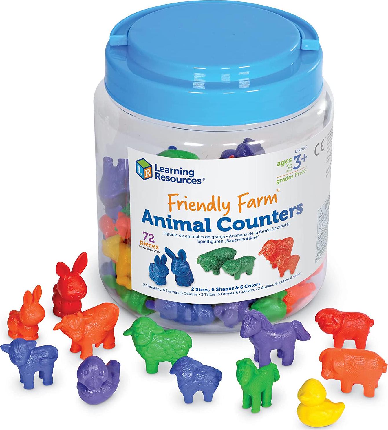 Learning Resources, Learning Resources Friendly Farm Animal Counters, Educational Counting and Sorting Toy, 72 Pieces