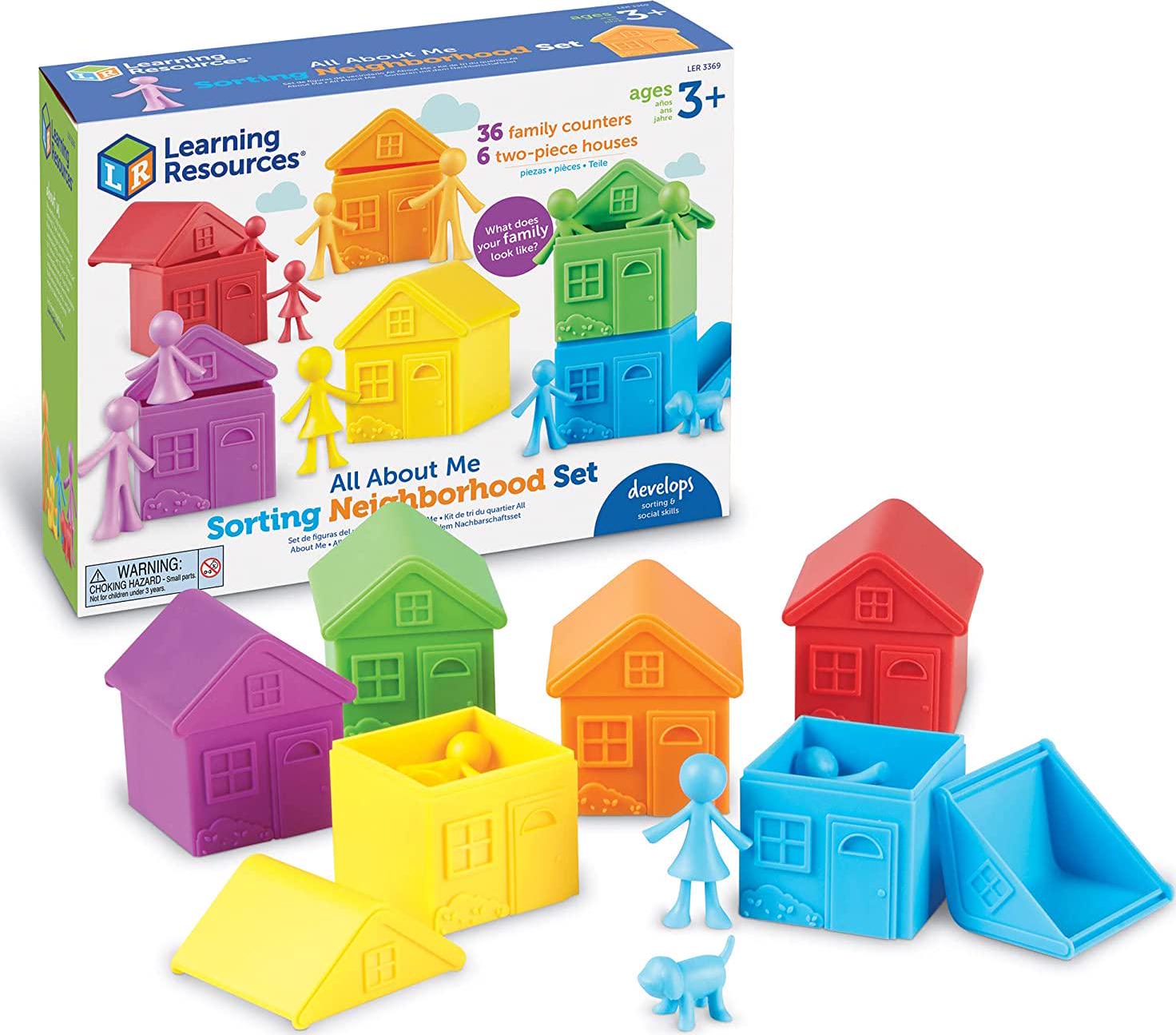 Learning Resouces, Learning Resources LER3369 All About Me Sorting Neighborhood, Fine Motor and Sorting Skills, SEL, Montessori Toys, Special Education Actives, Imaginative Play, 6 Pieces, Multi