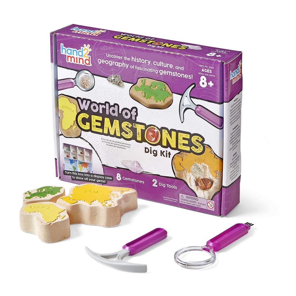 learning resources Brand, Learning Resources World of Gemstones Dig Kit for Kids 8-12, Kids Science Kit with Real Gemstones and Fact-Filled Guide