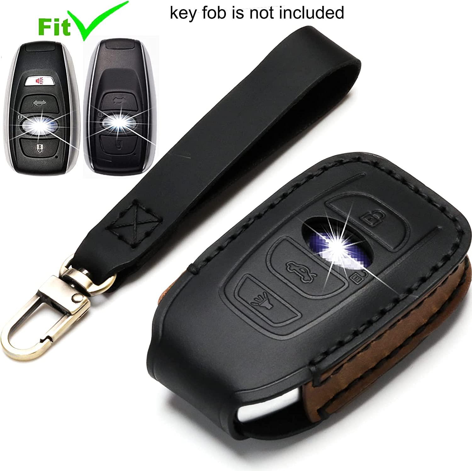 ZiHafate, Leather Subaru Dedicated Cover Key Fob Case, Suit for Keyless Remote Control for Subaru Forester, Impreza, Outback, WRX, BRZ, Legacy, and XV Crosstrek etc. (A-Black)