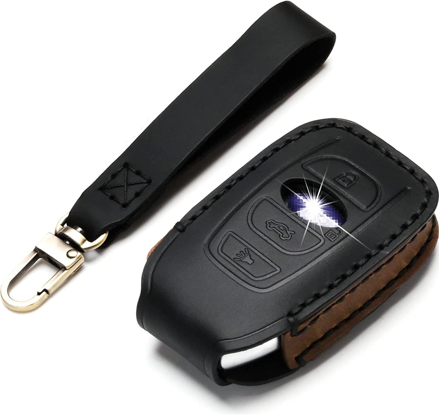ZiHafate, Leather Subaru Dedicated Cover Key Fob Case, Suit for Keyless Remote Control for Subaru Forester, Impreza, Outback, WRX, BRZ, Legacy, and XV Crosstrek etc. (A-Black)