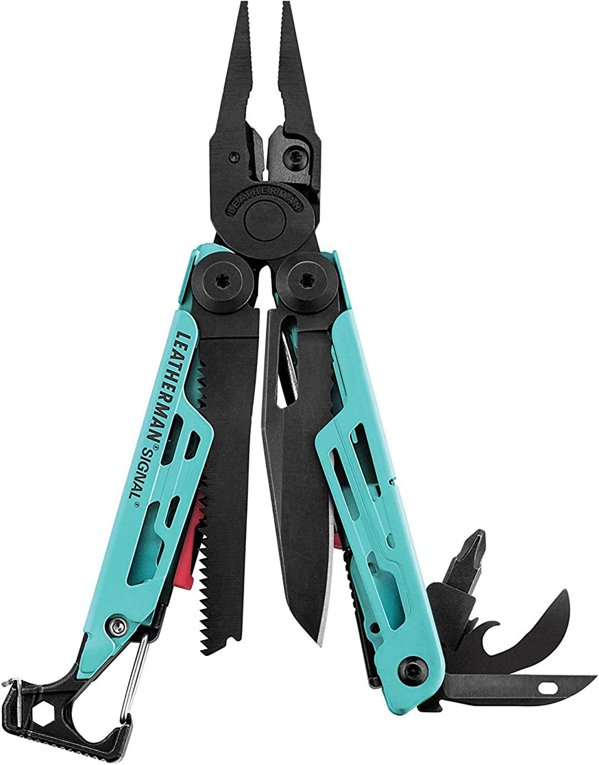 Leatherman, Leatherman SIGNAL® Aqua Colour Camping Multitool with Fire Starter, Hammer and Emergency Whistle, with Nylon Sheath