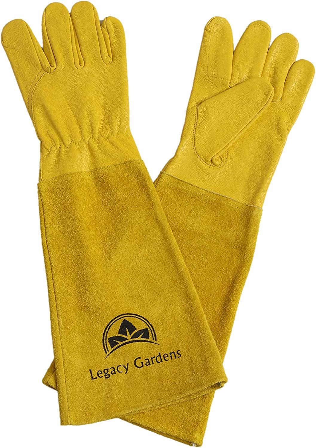 Legacy Gardens, Legacy Gardens Rose Pruning Gardening Leather Gloves with Long Leather Forearm