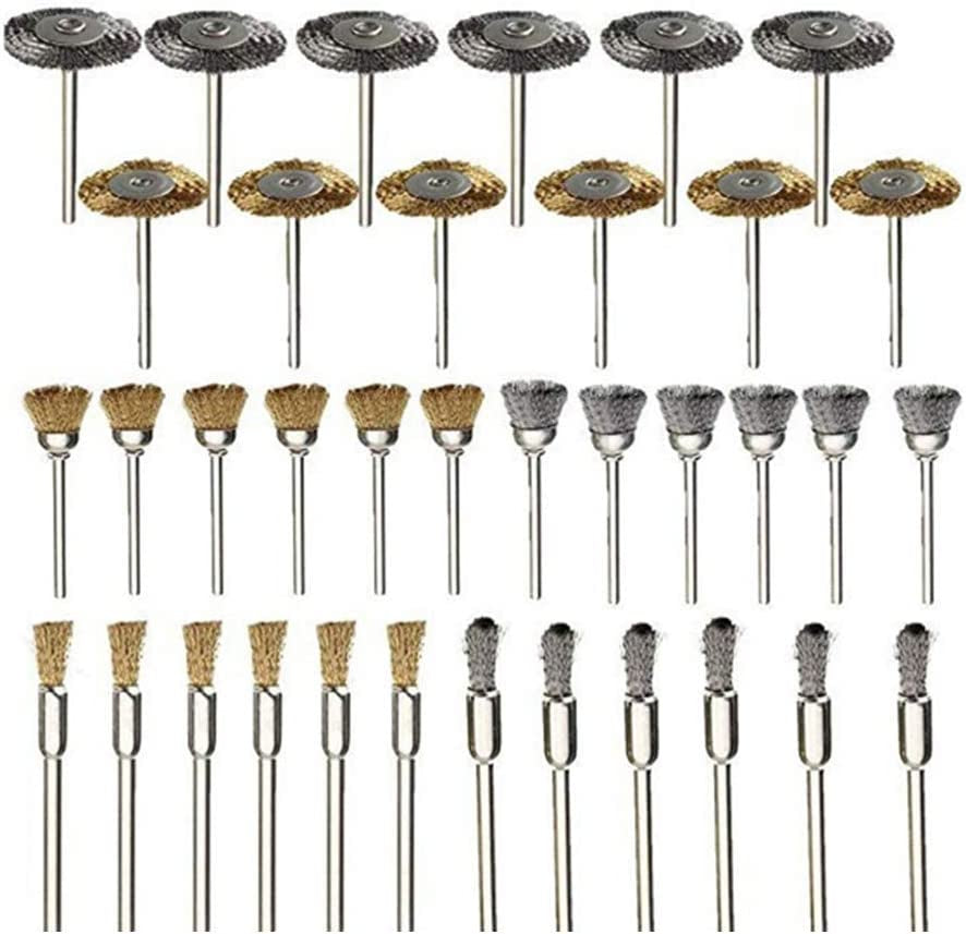 lehom, Lehom 36 Pcs Brass Steel Wire Brush, Polishing Wheels Full Kit for Grinder Drill Rotary Tools