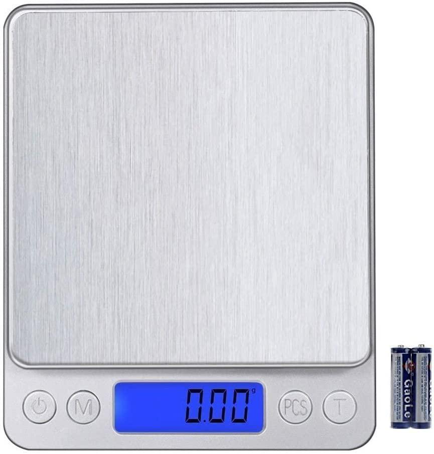 Leiking, Leiking Digital Kitchen Scale, 500g 0.001oz/ 0.01g Pocket Cooking Scale, Mini Food Scale, Pro Electronic Jewelry Scale with Back-Lit LCD Display, Tare and PCS Functions, Stainless Steel