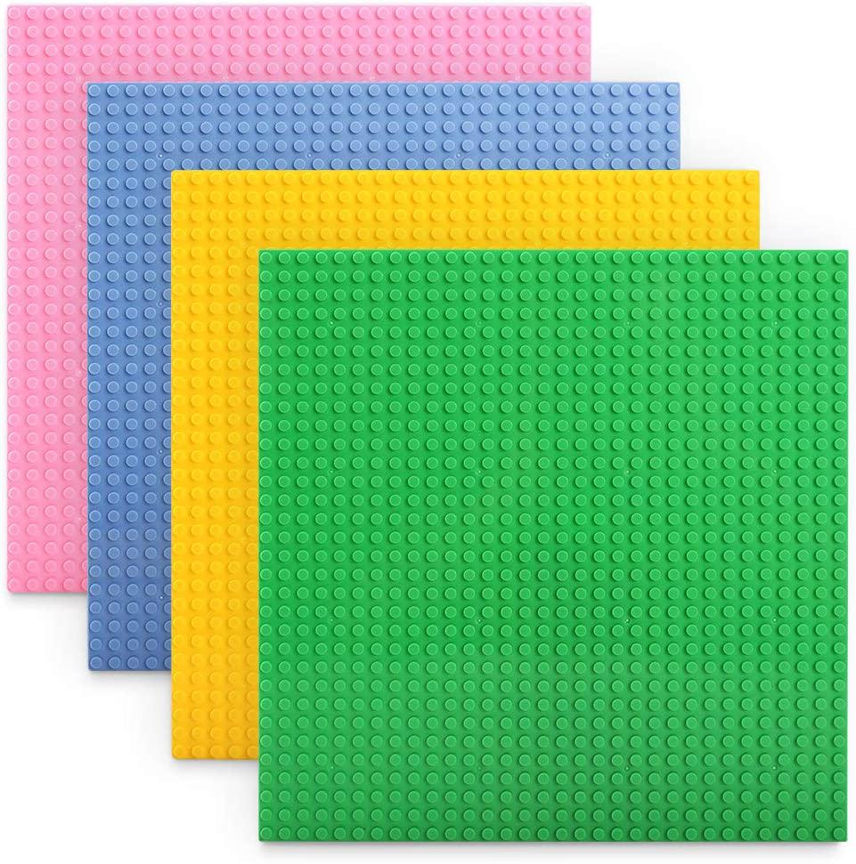 Lekebaby, Lekebaby Classic Baseplates for Building Bricks 100% Compatible with Major Brands, Building Base Accessory for Kids and Adults 10 x 10 , Pack of 4, Macaron