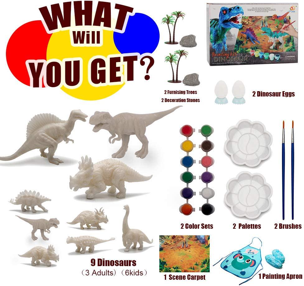 Lekebaby, Lekebaby Dinosaur Painting Arts and Crafts Kit-Paint Your Own Dinosaur for Boys and Girls Age 3 and Up