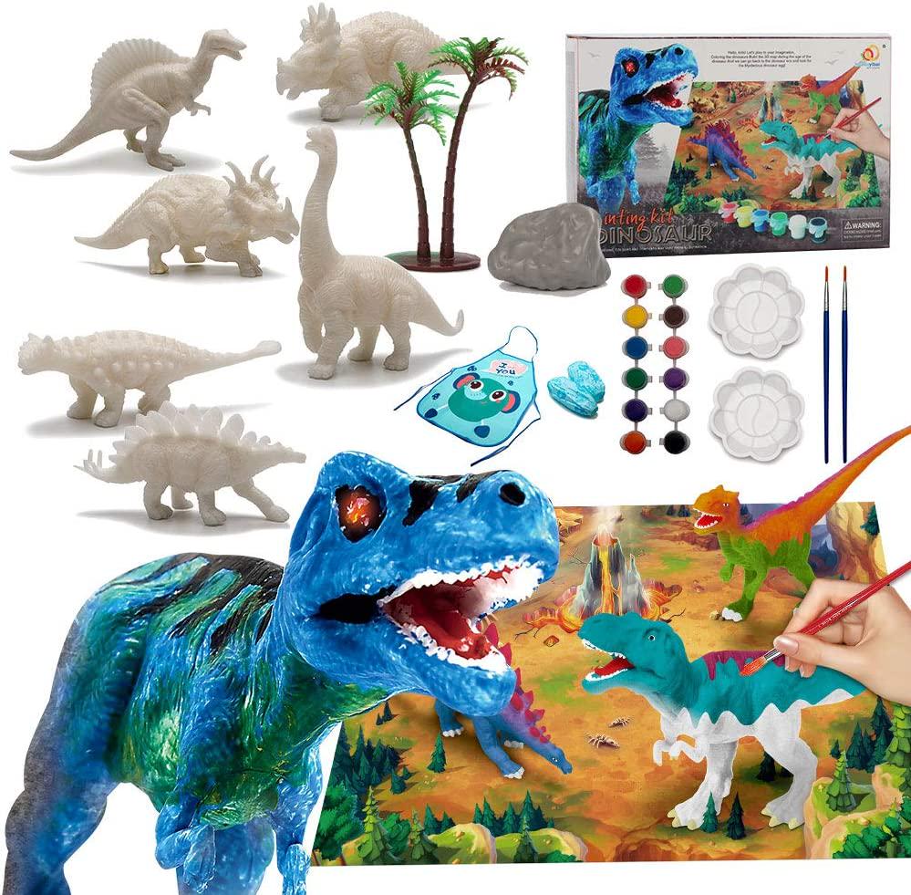 Lekebaby, Lekebaby Dinosaur Painting Arts and Crafts Kit-Paint Your Own Dinosaur for Boys and Girls Age 3 and Up