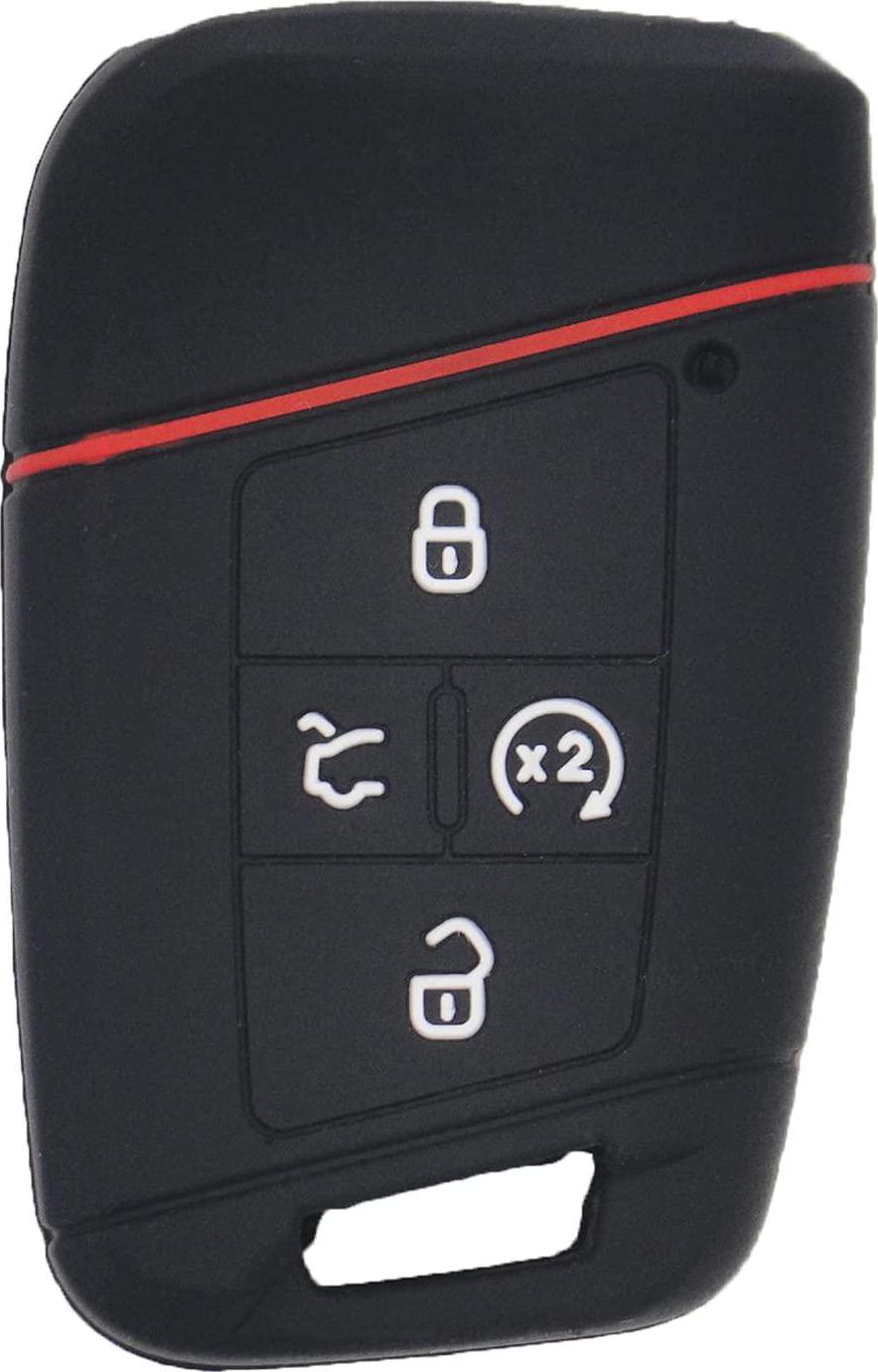 LemSa, LemSa 2Pcs 4 Buttons Silicone Remote Smart Key Fob Cover Case Protector Holder for 2021 2020 2019 VW Volkswagen Tiguan Atlas Jetta Passat Golf Alltrack Push Start, Black