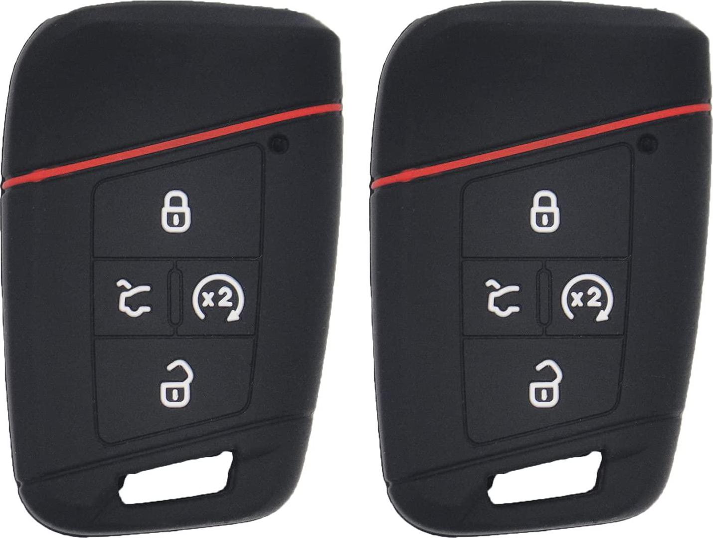 LemSa, LemSa 2Pcs 4 Buttons Silicone Remote Smart Key Fob Cover Case Protector Holder for 2021 2020 2019 VW Volkswagen Tiguan Atlas Jetta Passat Golf Alltrack Push Start, Black