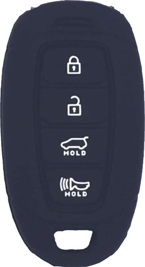 LemSa, LemSa 2Pcs Rubber Silicone Smart Remote Key Fob Cover Keyless Protector Bag Holder for Hyundai Kona Azera Grandeur IG Santa Fe 2019 2020, Black/Red