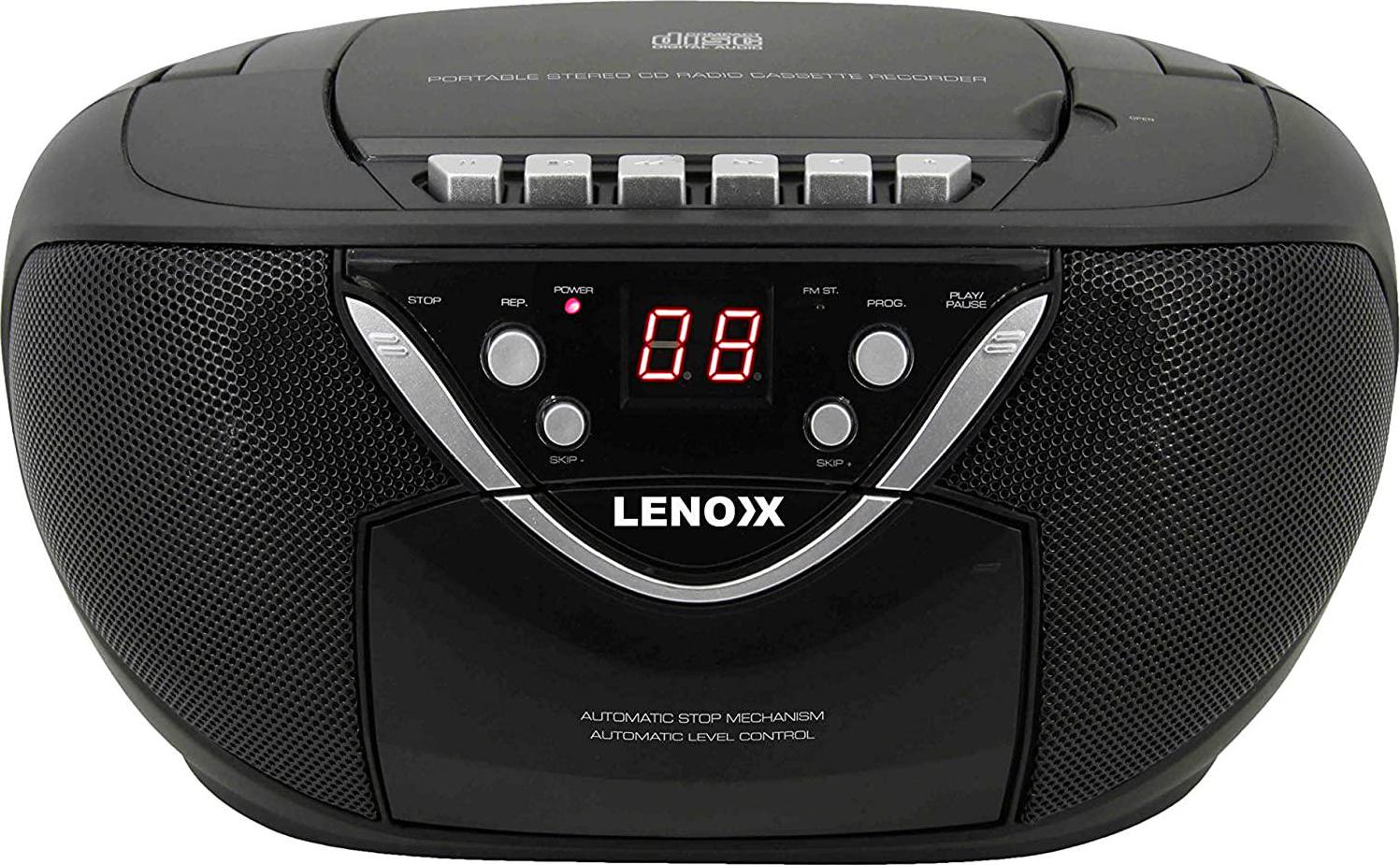 Lenoxx, Lenoxx Cd Player and Cassette Player | Led | 3.5mm Aux | Fm Radio with Antenna | 10-Watt Speakers | Portable and Travel-Friendly | Battery OperatedÂ