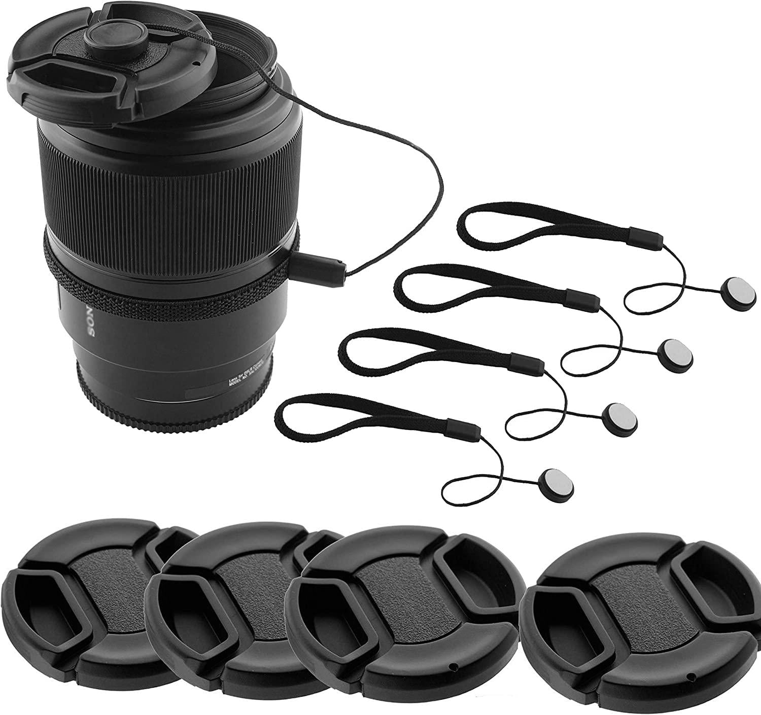 CamKix, Lens Cap Bundle - 4 Snap-on Lens Covers for DSLR Cameras Including Nikon, Canon, Sony - Lens Cap Keepers Included (58mm)