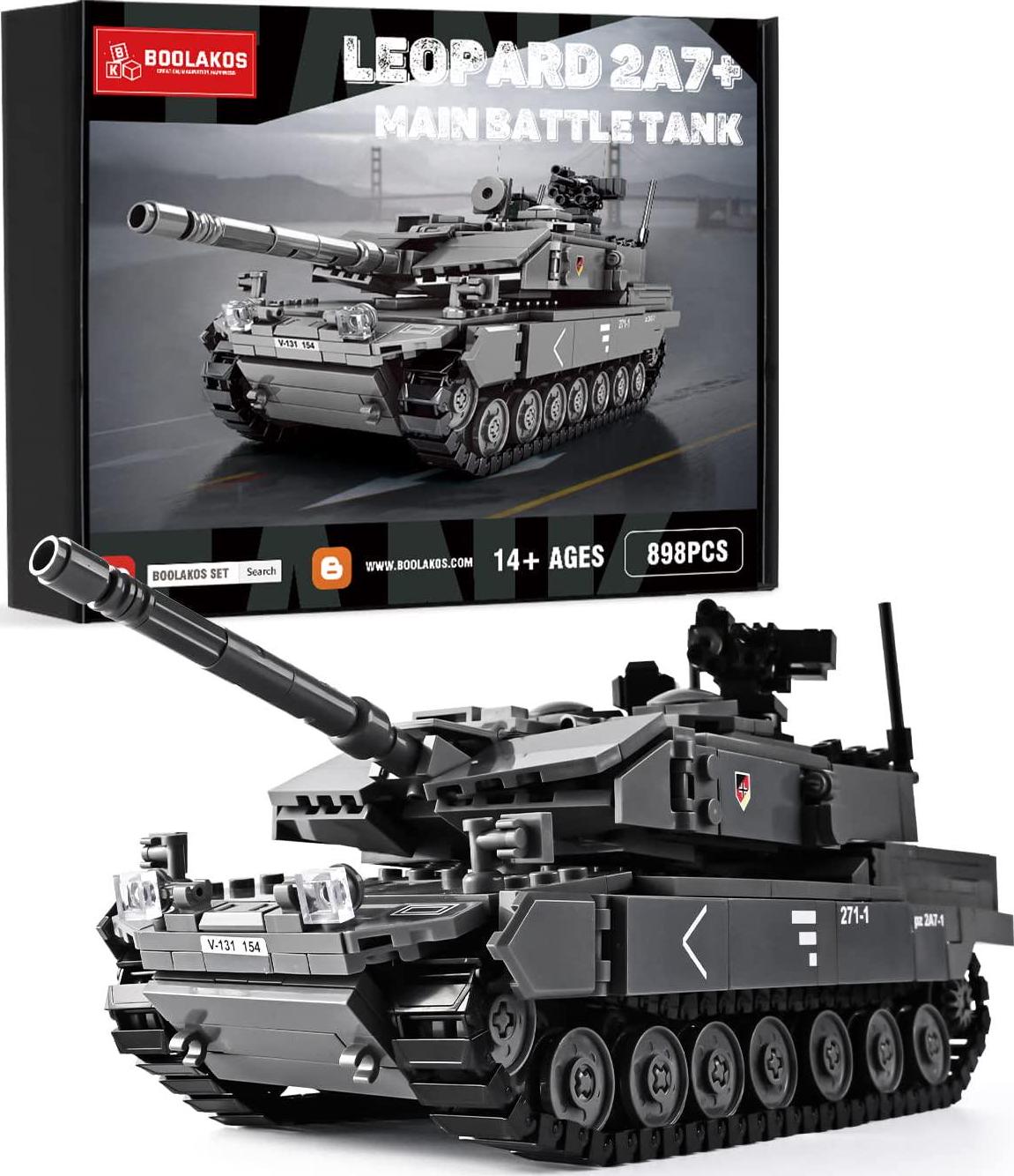 BOOLAKOS, Leopard II A7+ Tank Building Block, Military Main Battle Tank Army Model Kit, Construction Set Toys Gifts for Teens and Adult (898 PCS)