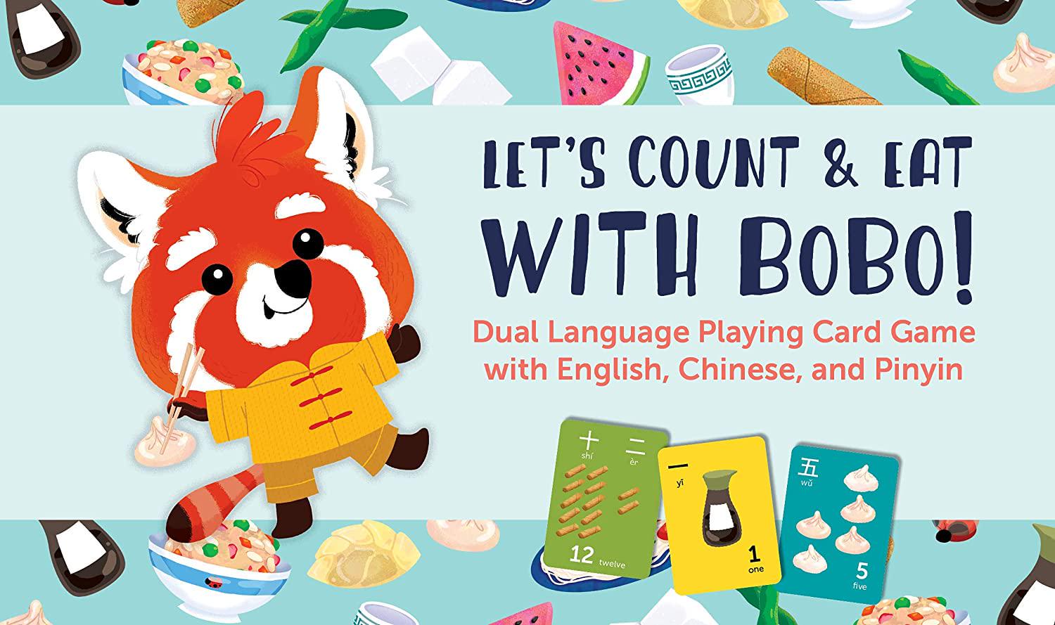 SunBridge, Let's Count and Eat with Bobo! Dual Language Playing and Counting Flash Card Game for Kids with English, Chinese, and Pinyin