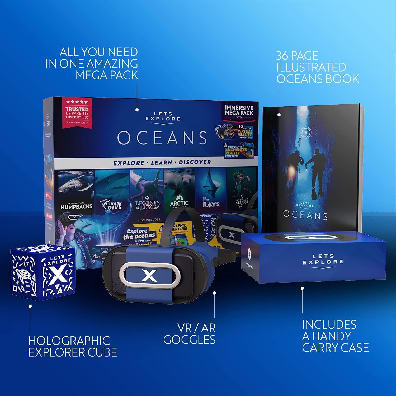 Generic, Let's Explore: VR Headset for Kids with Oceans - A Virtual Reality Family Friendly Adventure to Swim with Whales, Sharks, and Encounter Polar Bears Through Augmented Reality, Smartphone Compatibility
