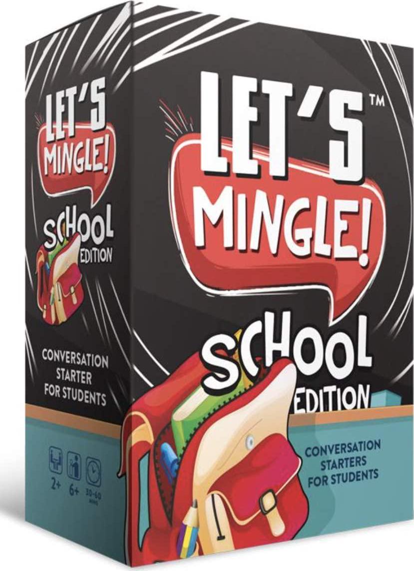 FUN TRIBE CREW, Let's Mingle Conversation Starters School Edition | Classroom Learning | Distance Learning Game | Games For Kids Ages 4-8-12 | Great as Autism Learning Materials | Speech Therapy Materials