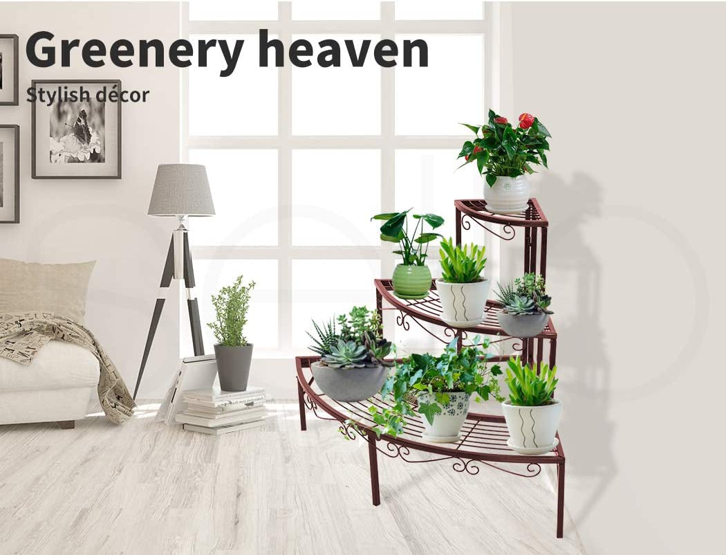 LEVEDE, Levede 3 Tier Plant Stand 60Cm Tall Metal - Corner, Indoors, Outdoors, Shelf, Flower Pot, Holder, Balcony, Garden, Bronze