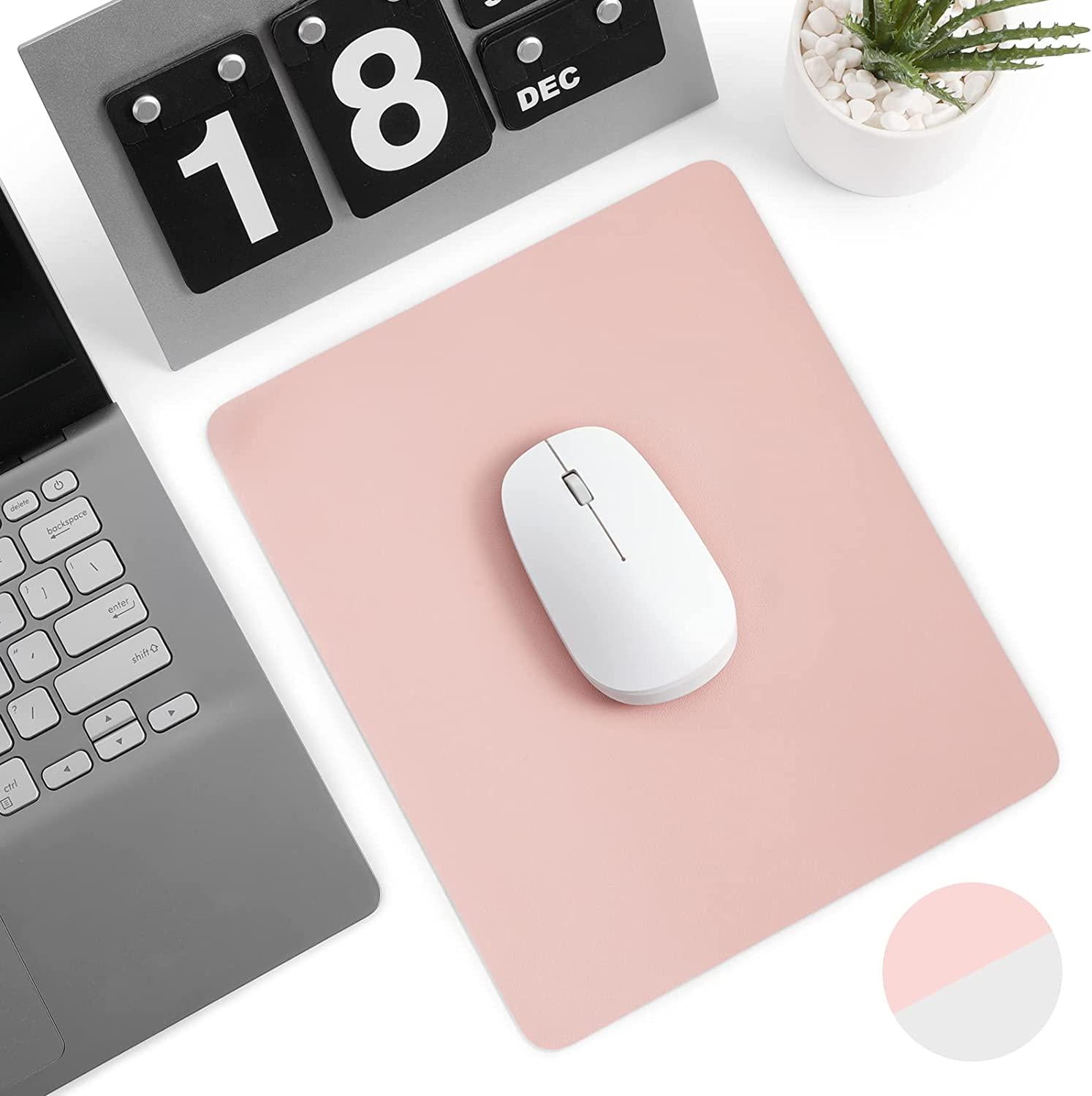 Levoit, Levoit Mouse Pad 23x20cm, Small PU Leather Mouse Mat, Double-Sided Use Desktop Mousepad, Smooth Waterproof Surface for Gaming and Working, Non-Slip and Stain-Resistant for Home Office (Pink and Silver)