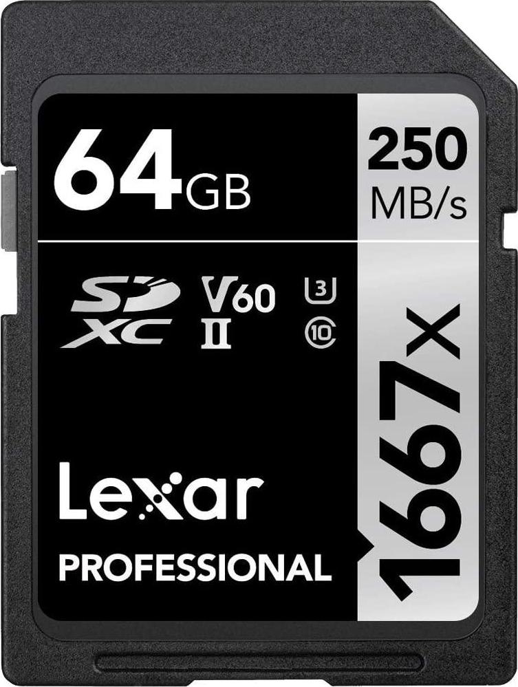 Lexar, Lexar Professional 1667x 64GB SDXC UHS-II Card, (LSD64GCB1667),Silver
