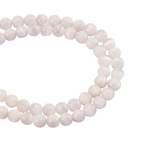 Unbranded, LiQunSweet 65 Pcs 6~6.5mm Natural Selenite Gemstone Crystal Loose Round Beads for Bracelet Necklace Earring Jewelry Making DIY Crafts