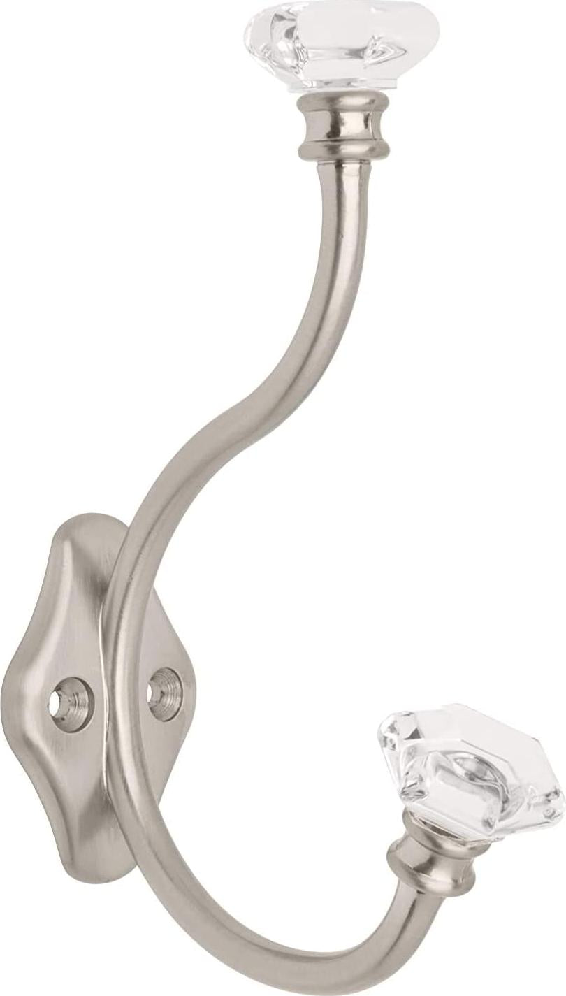 LIBERTY HARDWARE, Liberty 128734 Acrylic Facets Design Coat and Hat Hook, Satin Nickel and Clear