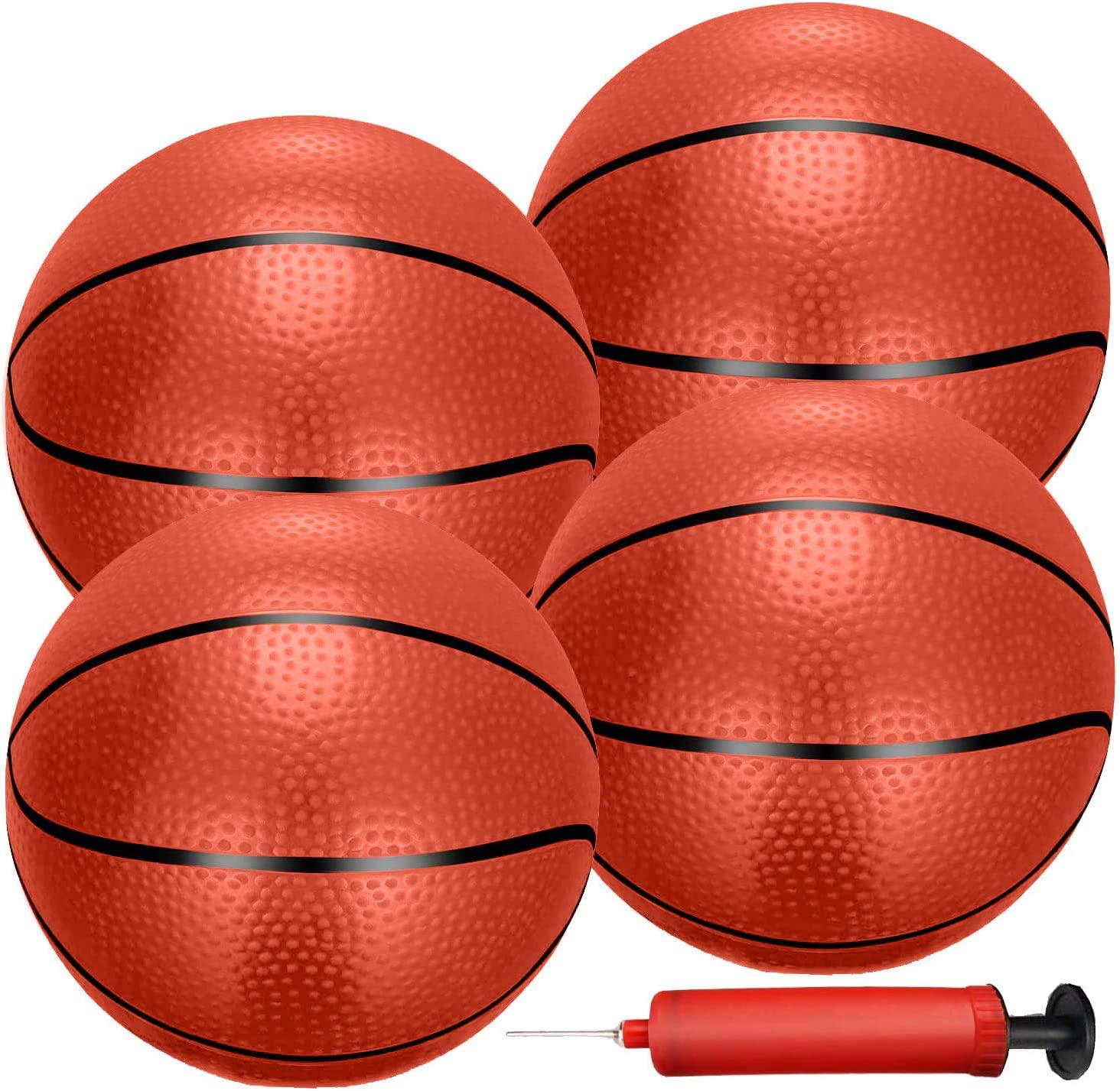 Liberty Imports, Liberty Imports 4 PCS Inflatable Mini Basketball Toy Replacement Rubber Balls with Pump and Needle for Indoor Toy Miniature Hoop or Sports Training (6 Inch)