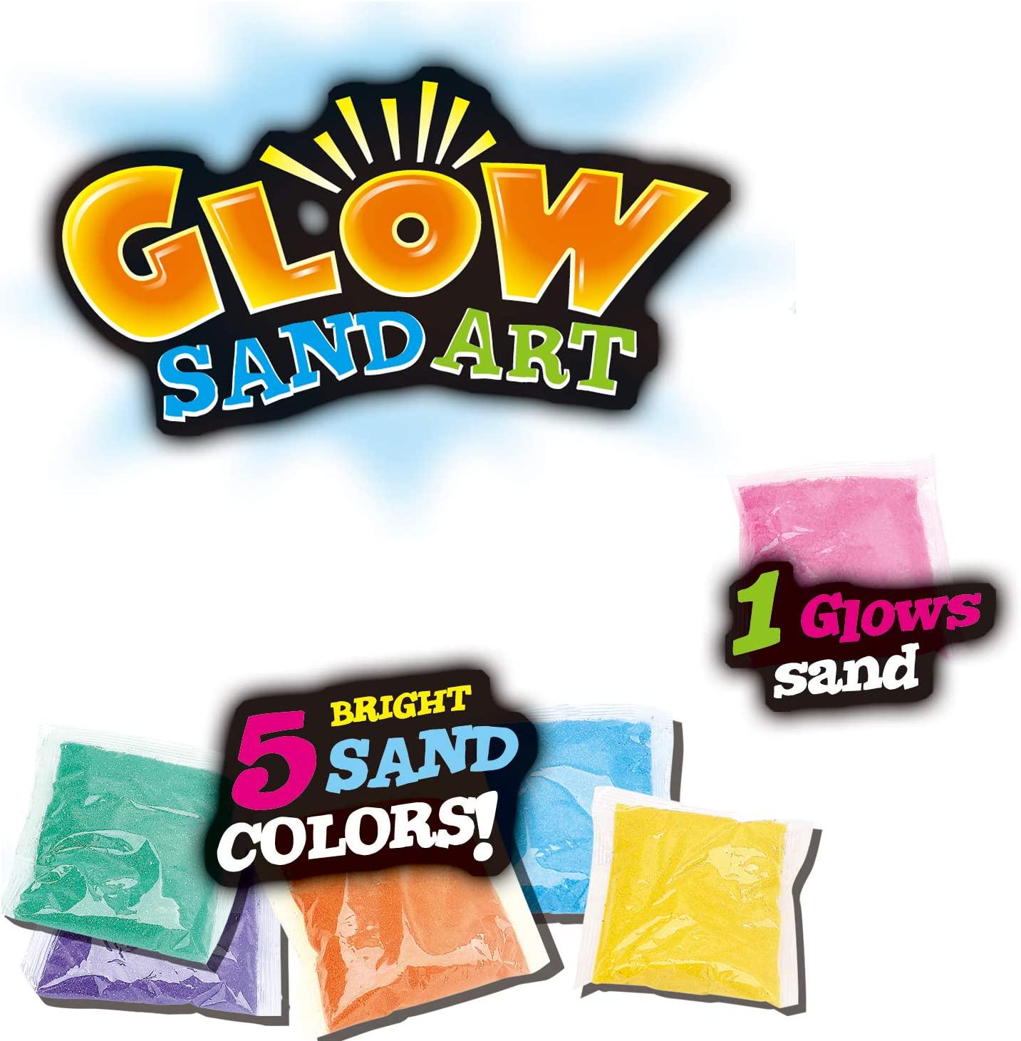 Liberty Imports, Liberty Imports Glow in The Dark Sand Art Kit for Kids - DIY Arts and Crafts Activity for Kids - Includes 5 Sand Colors, 1 Glow Sand, 5 Sand Art Bottles, and More