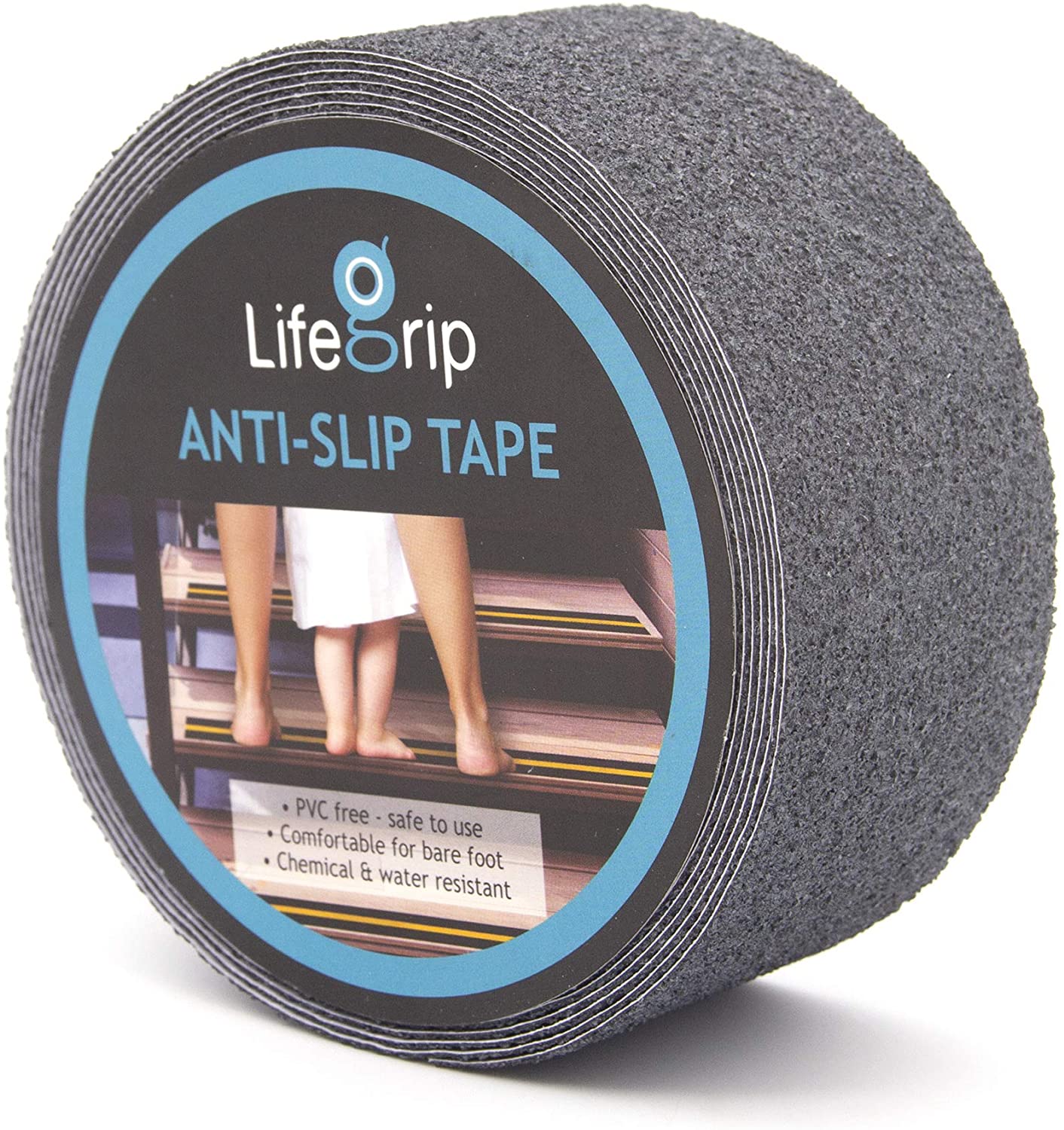 LifeGrip Stay on Track, LifeGrip Anti Slip Safety Tape, Non Slip Stair Tread, Textured Rubber Surface, Comfortable for Bare Foot, 2 inch X 15 foot, Grey