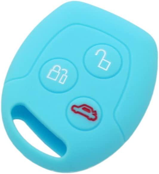 BROVACS, (Light Blue) - Fassport Silicone Cover Skin Jacket fit for Ford 3 Button Remote Key CV9702 Light Blue
