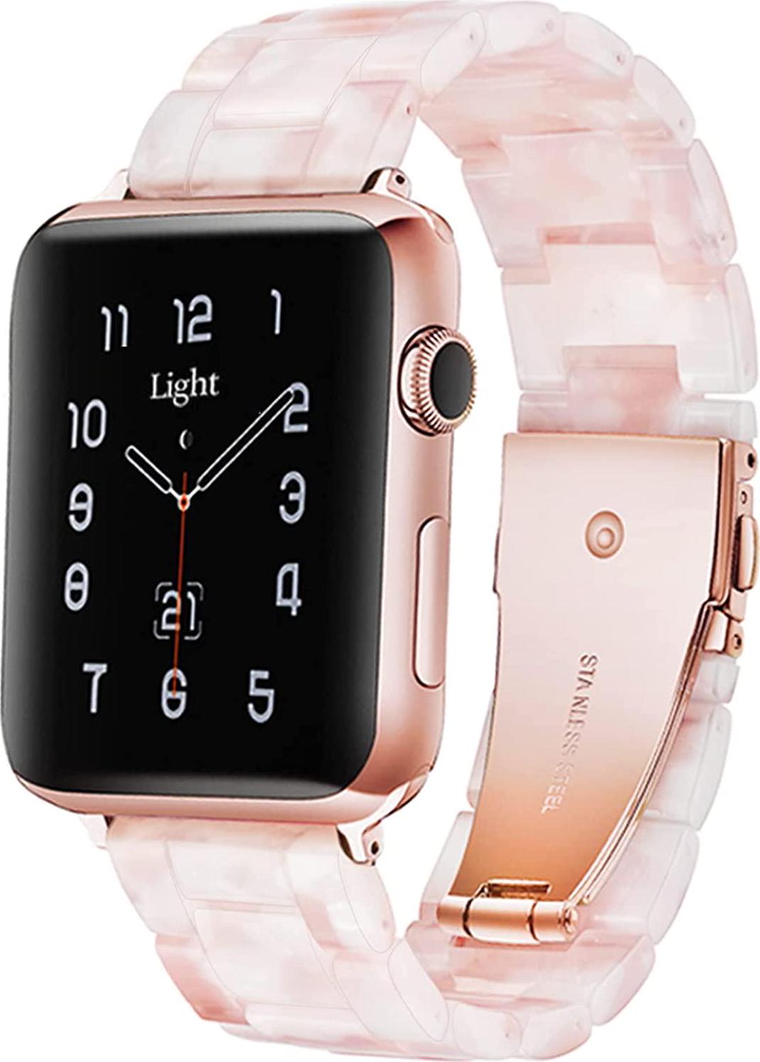Light House, Light Compatible with Apple Watch Band 38mm 40mm 41mm, Adjustable Bracelet Resin iWatch Band for Apple Watch Series 7 6 SE 5 4 3 2 1(Flower Pink, 38mm/40mm/41mm)