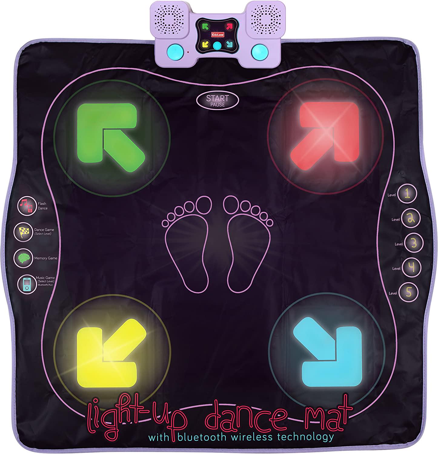 kidzlane, Light Up Dance Mat - Arcade Style Dance Games with Built In Music Tracks and Bluetooth Wireless Technology