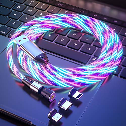 Generic, Light Up Phone Charger with Changeable Rotating Magnetic Tips (6.6 Feet / 2 Meters, Multicolored)