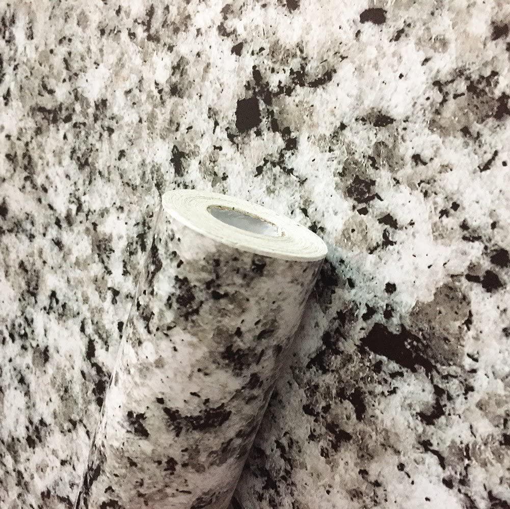 Moyishi, Light White Granite Look Marble Gloss Film Vinyl Self Adhesive Counter Top Peel and Stick Wall Decal 17.7''x79''
