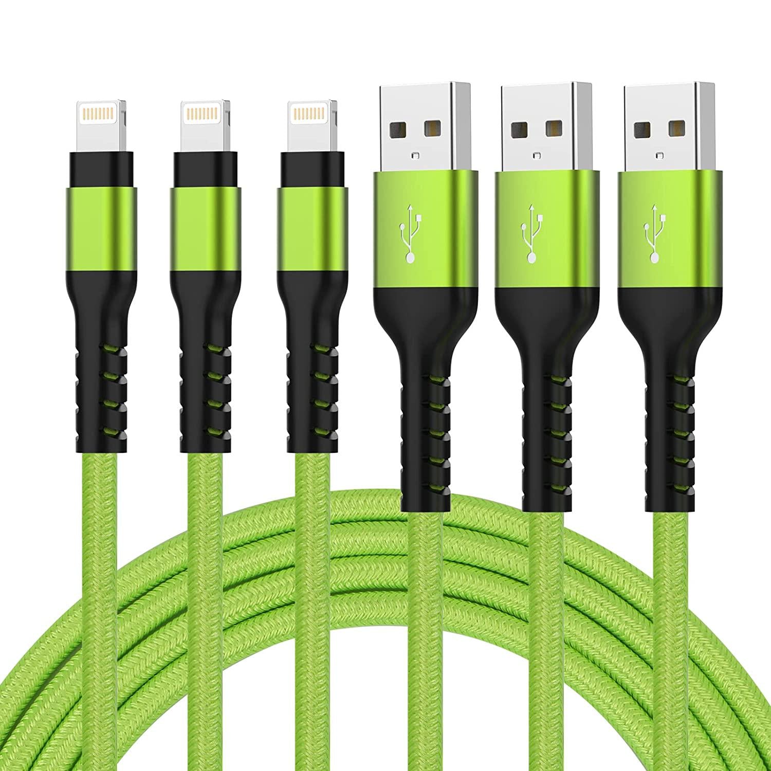 Gopala, Lightning Cable, MFi Certified iPhone Charger Cable, Gopala 3Pack 1m 2m 2m Premium USB to Lightning Cable Compatible with iPhone 13 13 Pro 12 Max 11 X 8 7 6 5 iPhone Cable and More-Green