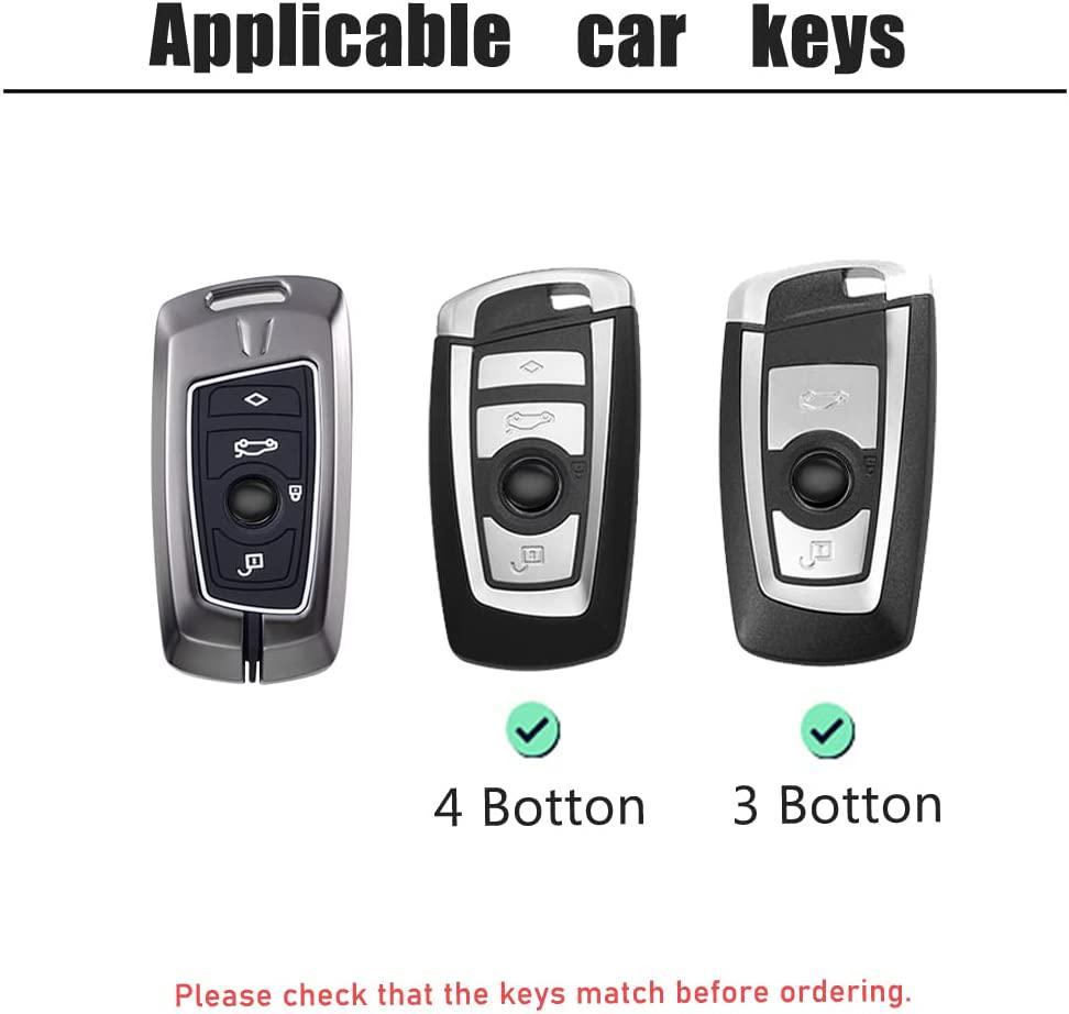 RYE, Lightweight Alloy Car Key Cover for BMW,4 Buttons Remote Control Key Case with Silicone Inner Sleeve,Compatible with BMW 1/3/4/5/6/7 Series and X3/X4/M5/M6/GT3/GT5 - Silver Orange