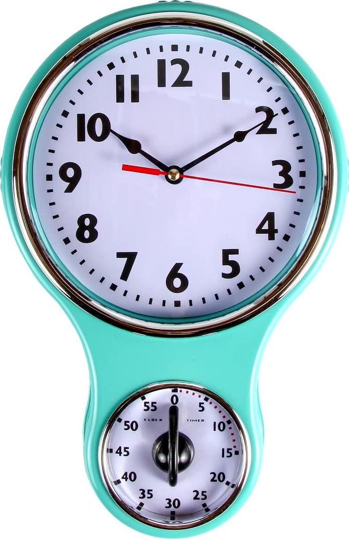Lilyshome, Lily's Home Retro Kitchen Timer Wall Clock, Bell Shape - Turquoise