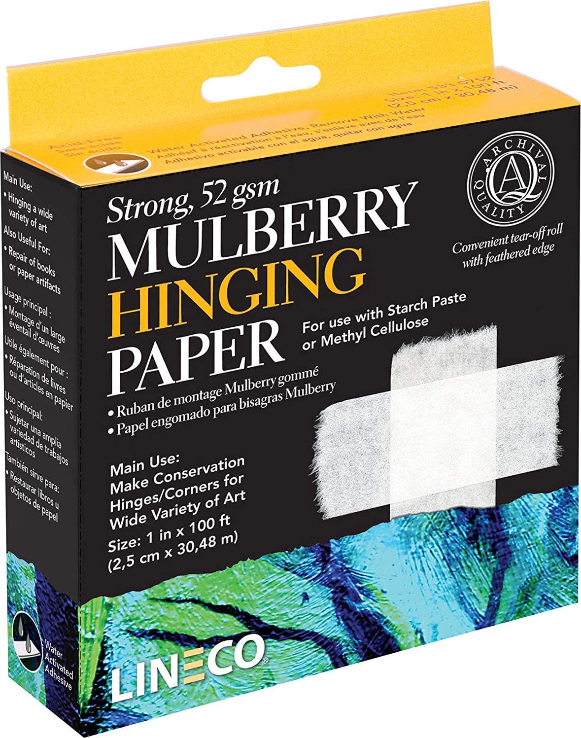Lineco, Lineco Mulberry Hinging Paper 1 x 100 ft. for Making Conservation Hinges. Safely Hinge Artwork, Craft, Digital Prints, Documents, and More.